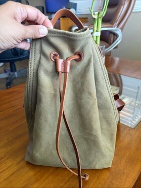 Madewell Olive Canvas Mini Backpack with Tan Leather Details